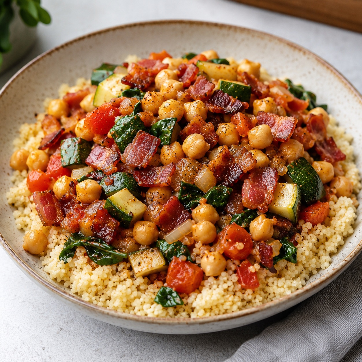 Smoky Bacon Chickpea Couscous