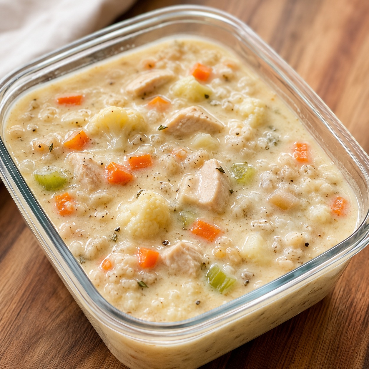 Creamy Cauliflower Chicken Barley Soup