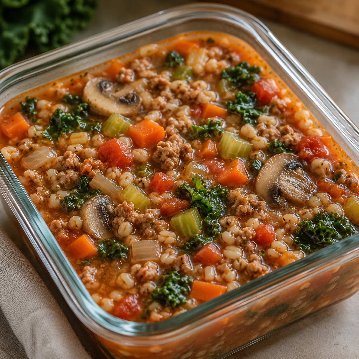 Pork, Mushroom and Barley Soup