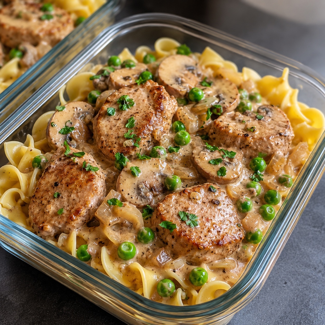 Creamy Mushroom Pork Tenderloin with Egg Noodles