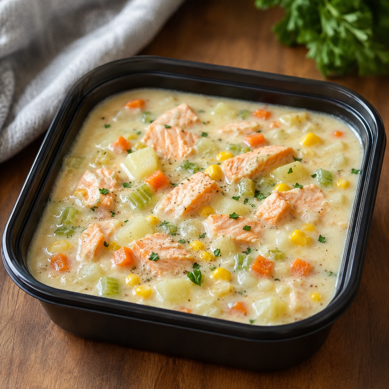 Trout Corn Chowder Meal-Prep Bowls