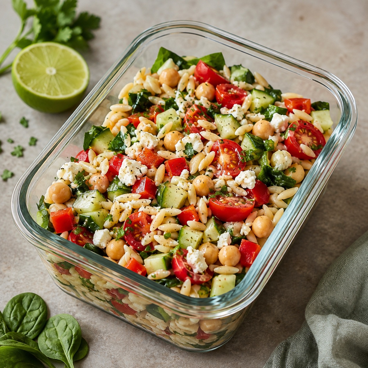 Lime Chickpea Orzo Salad Boxes