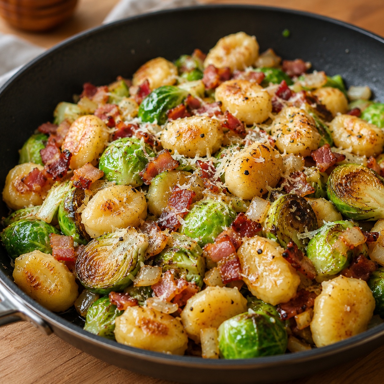 Bacon Brussels Sprout Gnocchi Skillet