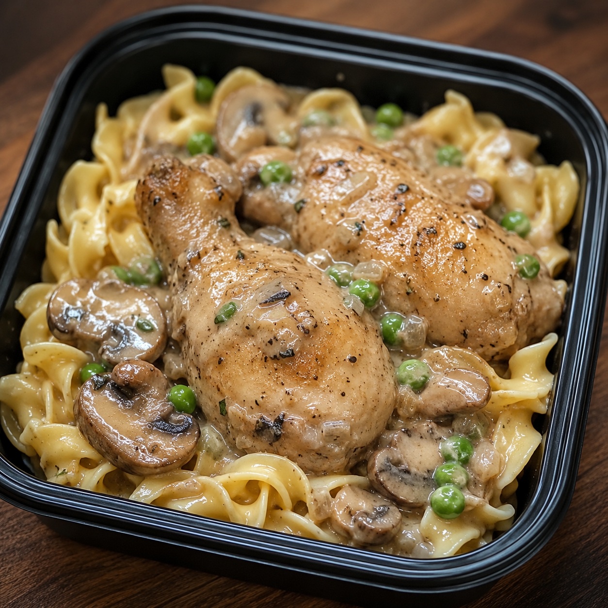 Creamy Mushroom Chicken Drumstick Noodle Bowls