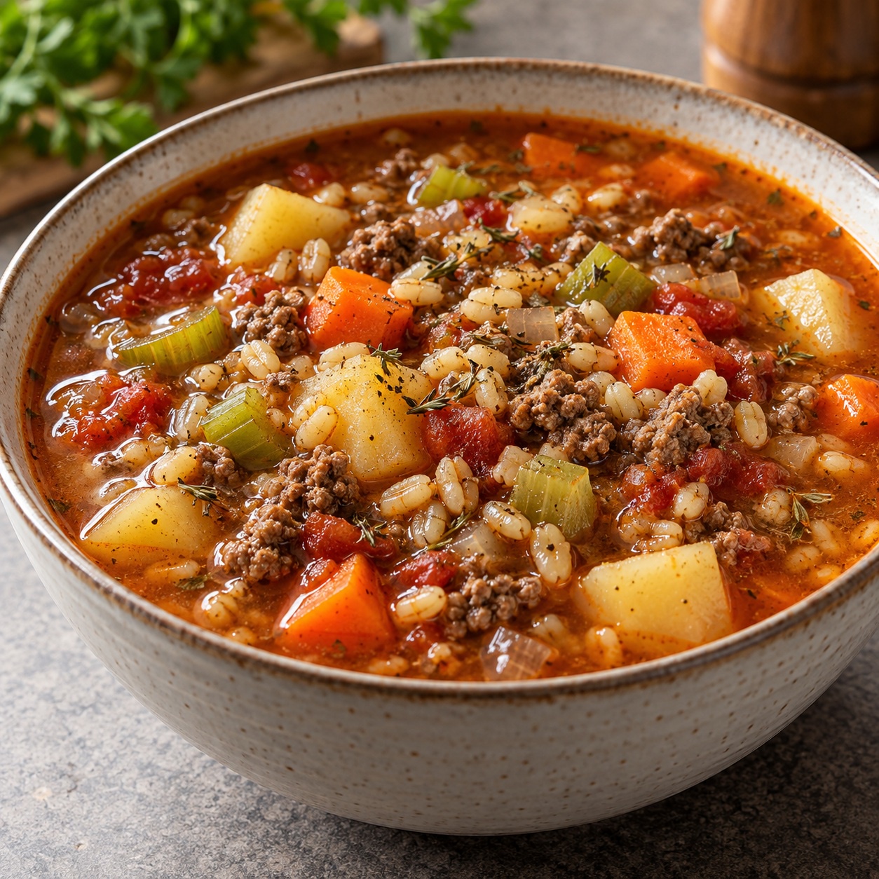 Slow-Cooker Ground Beef Barley Soup