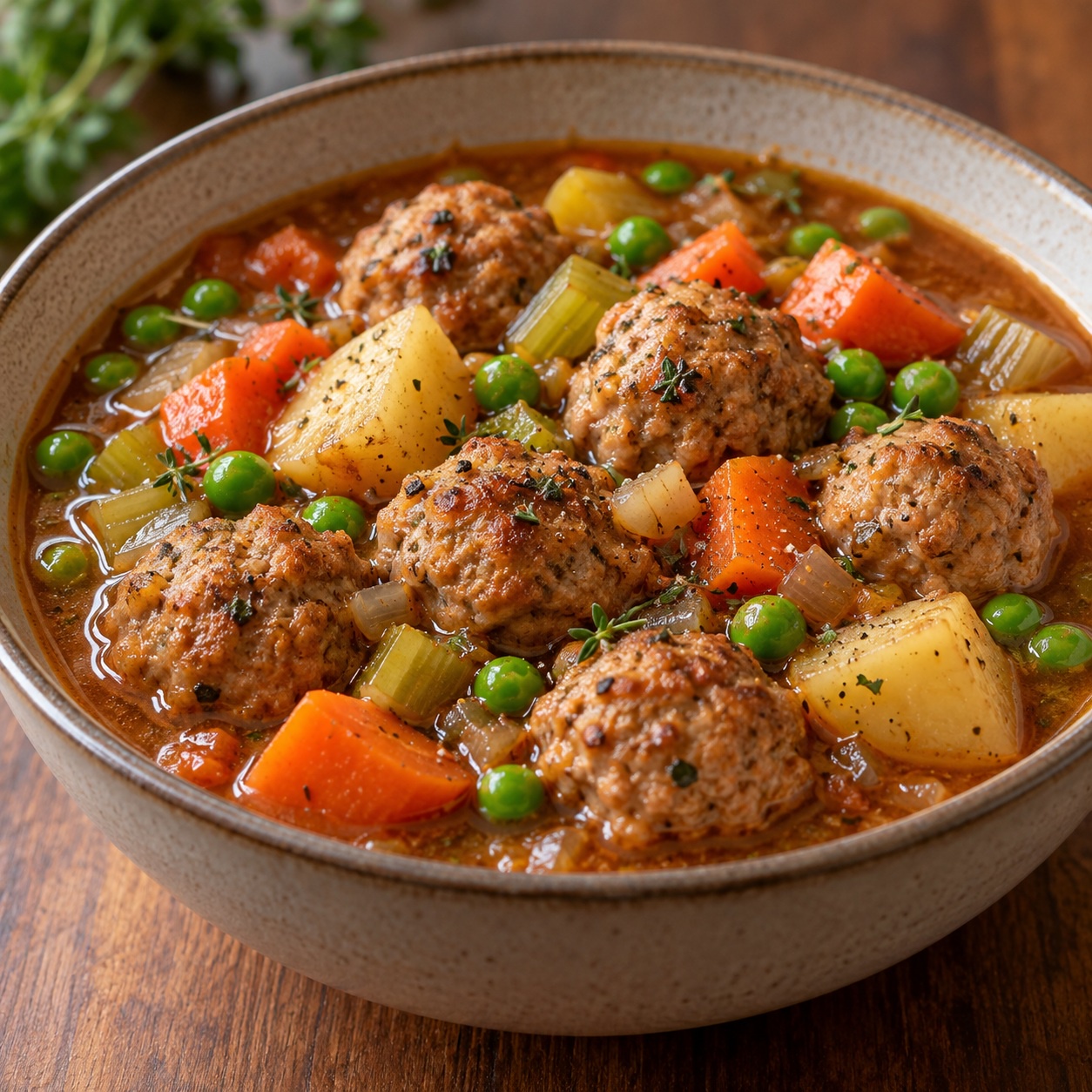 Slow-Cooker Quebec-Style Pork Meatball Stew