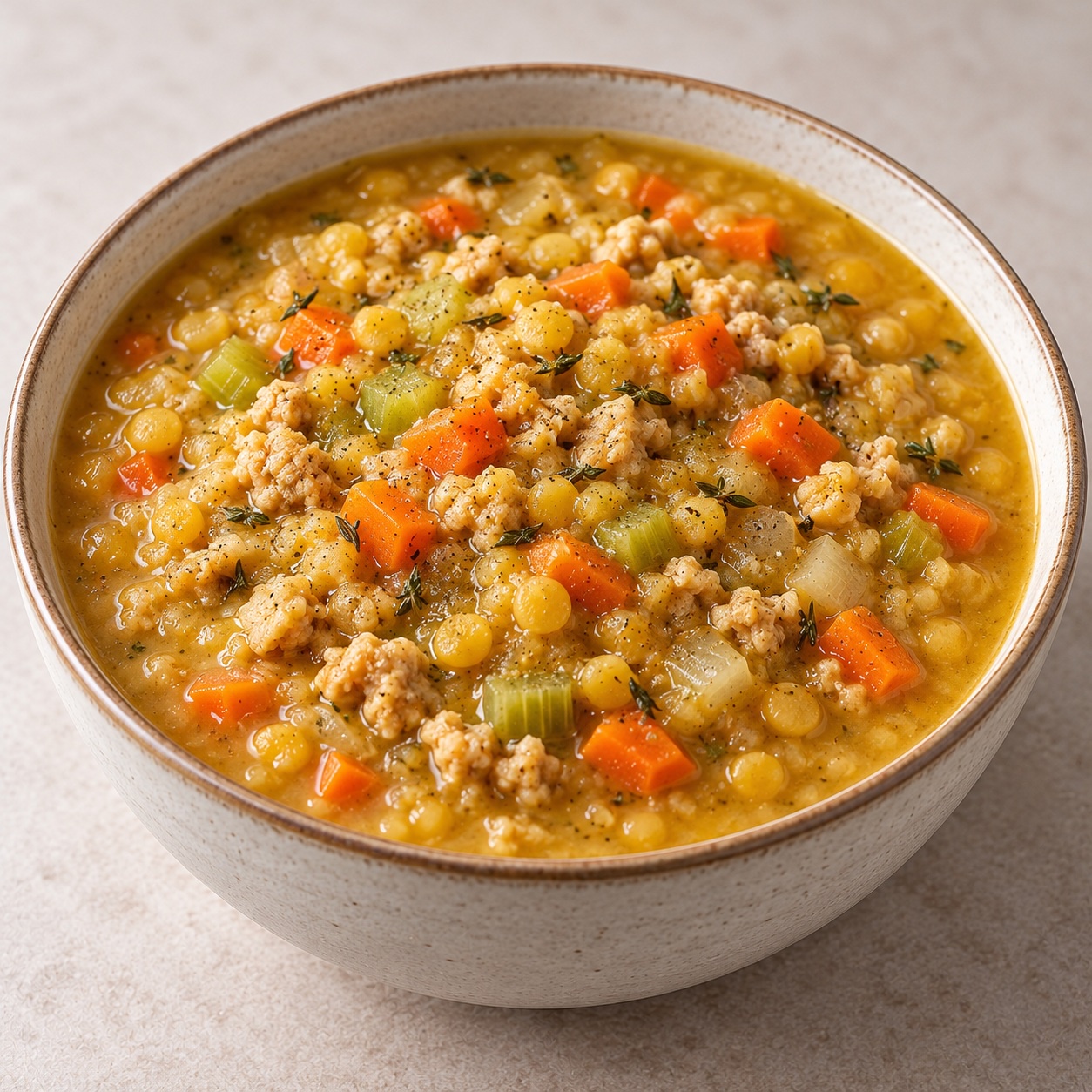 Slow-Cooker Ground Chicken Split Pea Soup