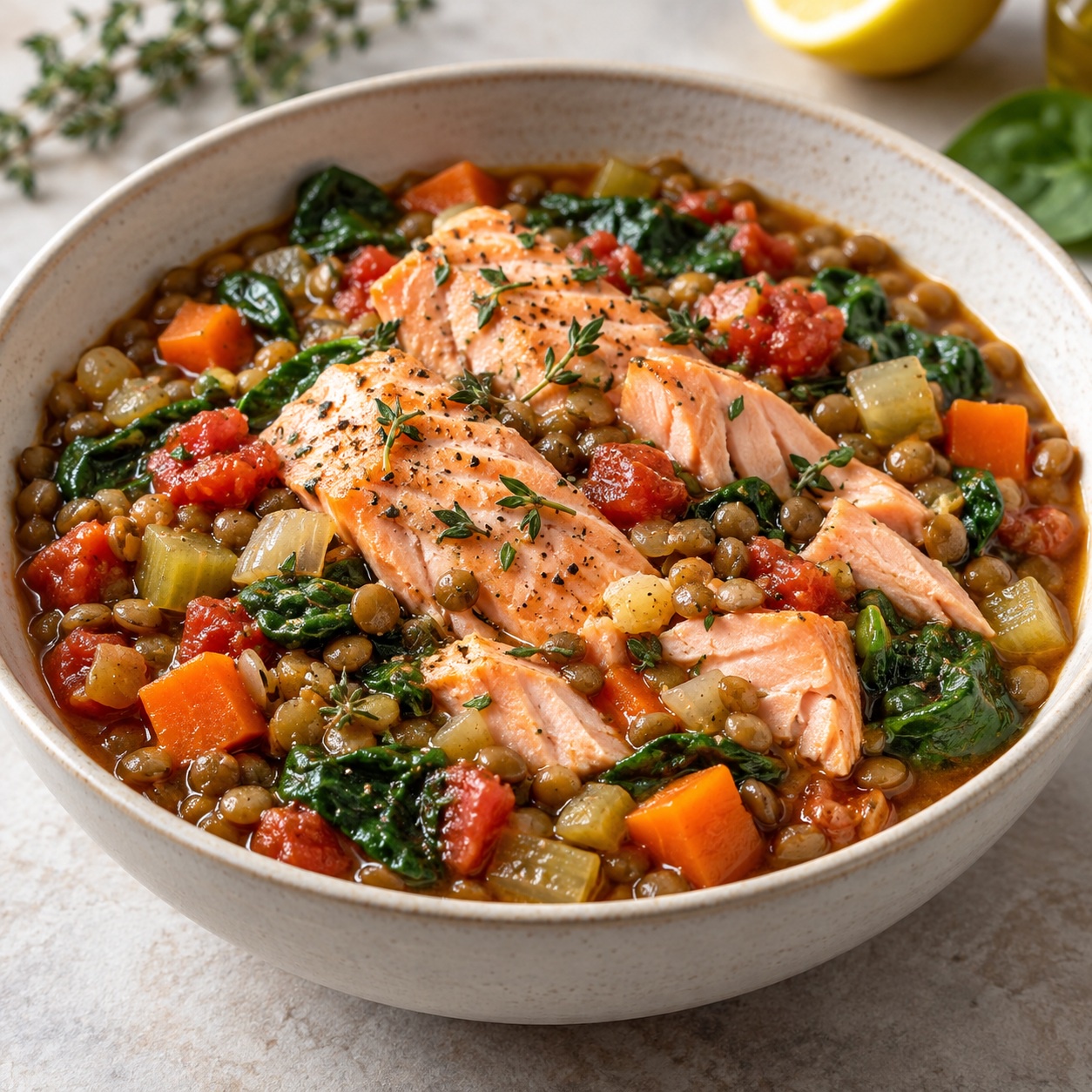Slow-Cooker Herbed Trout with Lentils and Tomatoes