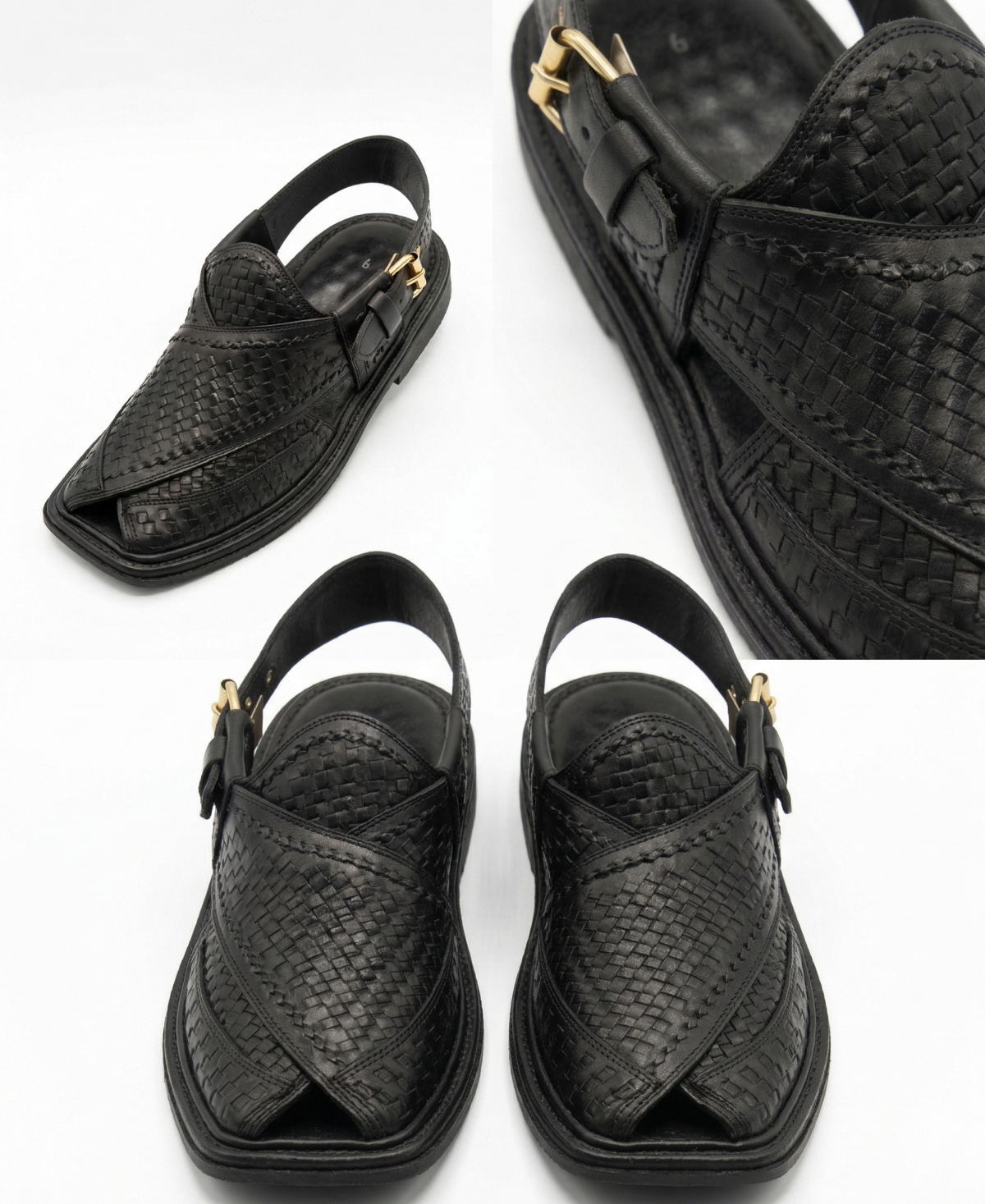 Black Woven Unique Design Chappal  — image 2