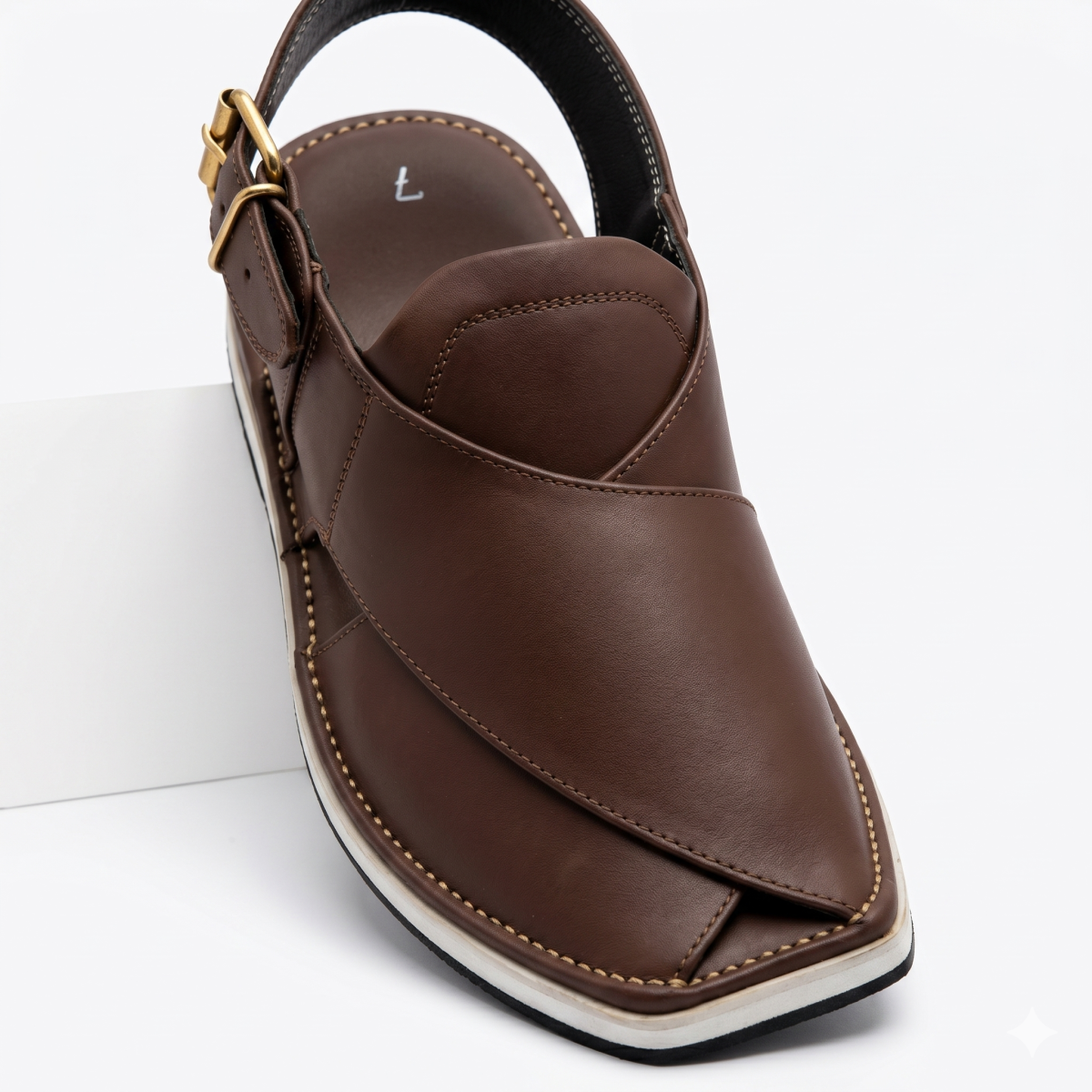 Kaptaan Classic Double Sole Chappal - Brown — image 3