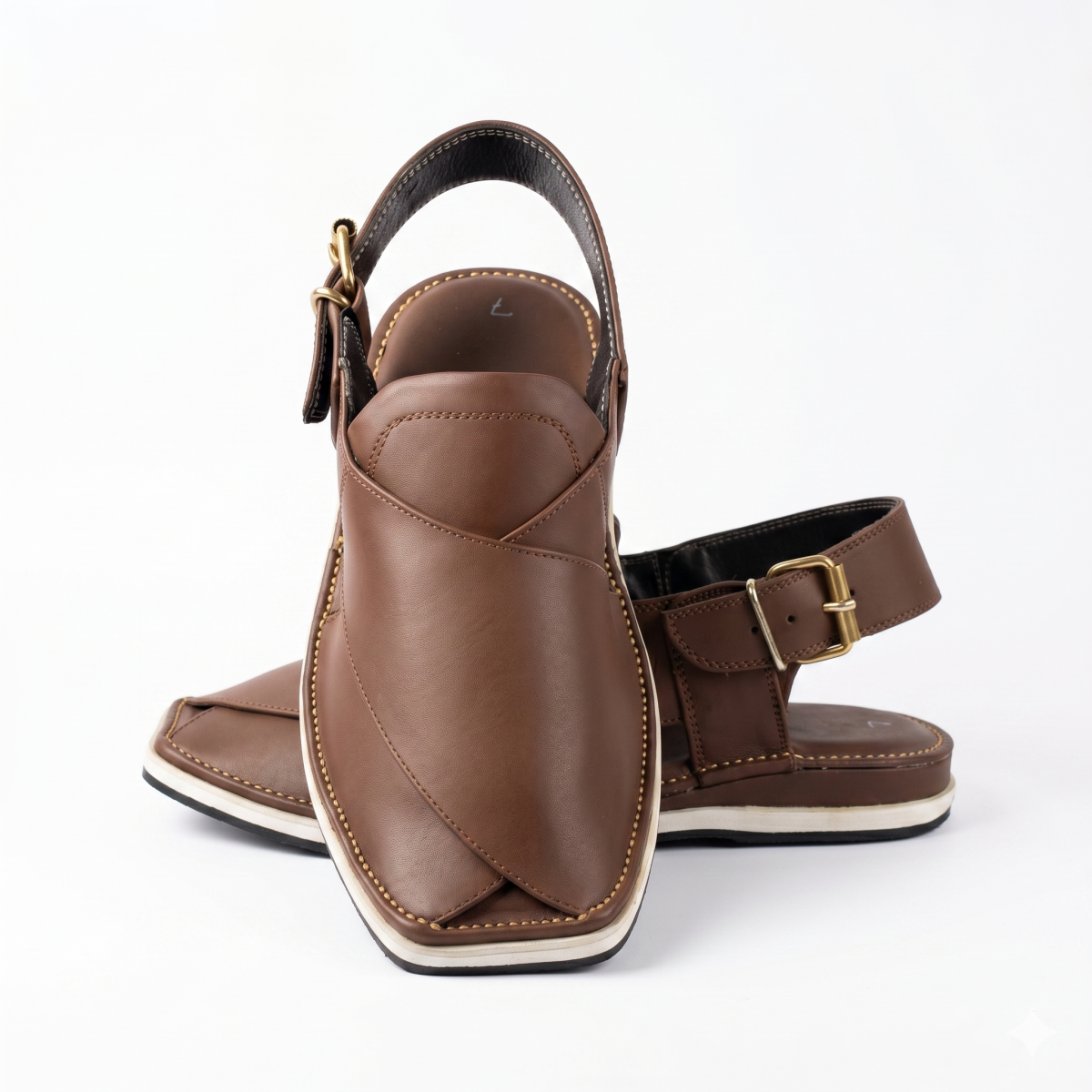 Kaptaan Classic Double Sole Chappal - Brown