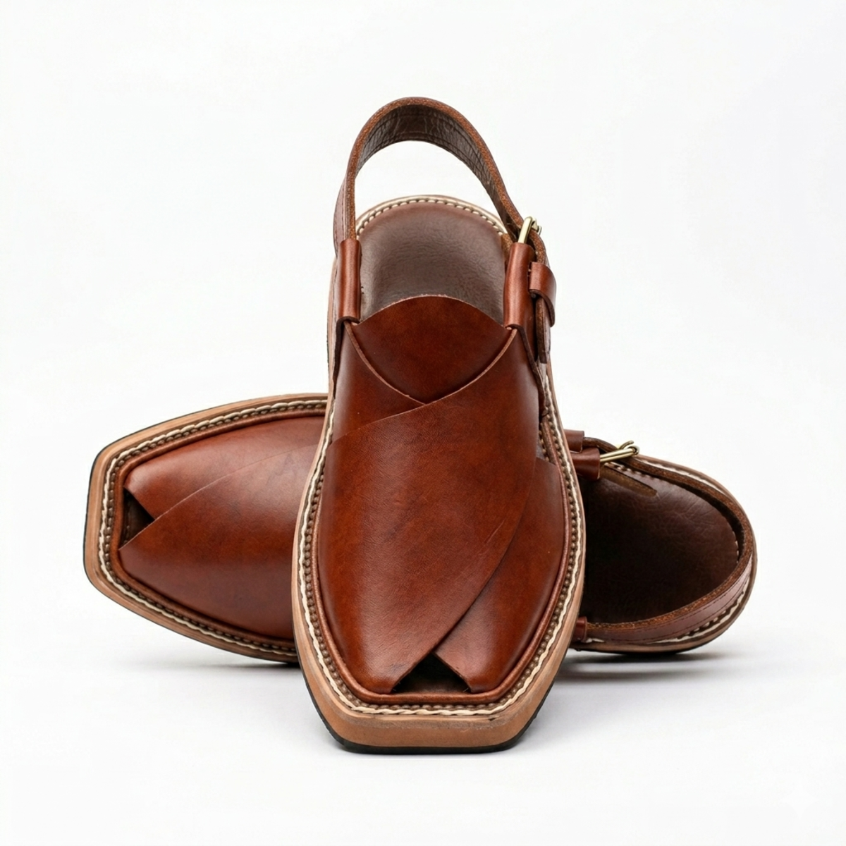 Original Kaptaan Peshawari Chappal – Brown Leather