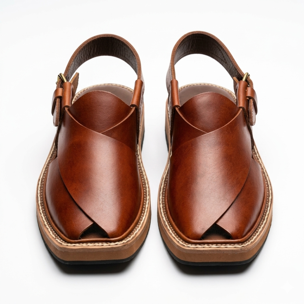 Original Kaptaan Peshawari Chappal – Brown Leather — image 2
