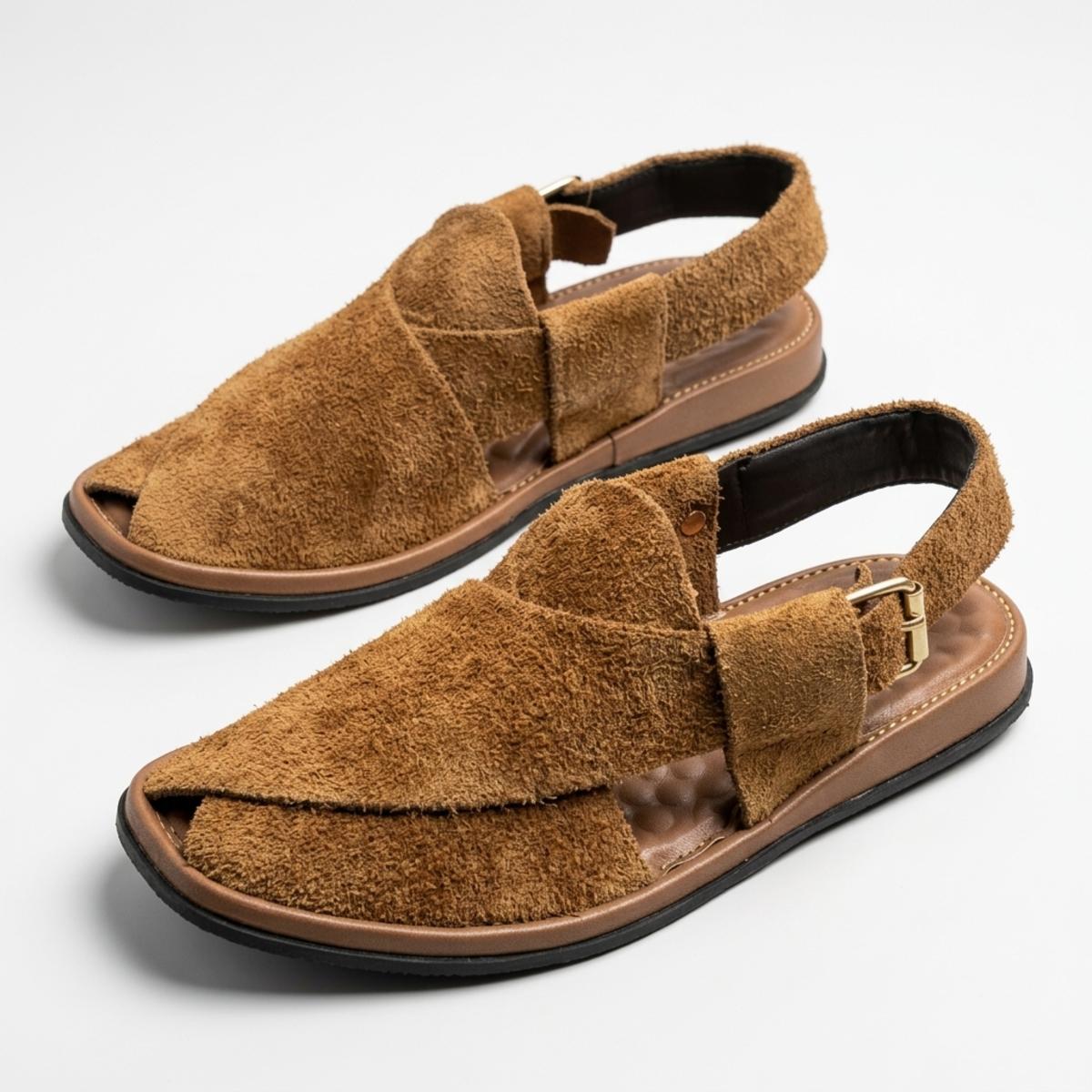 Classic Suede Peshawari Chappal – Camel