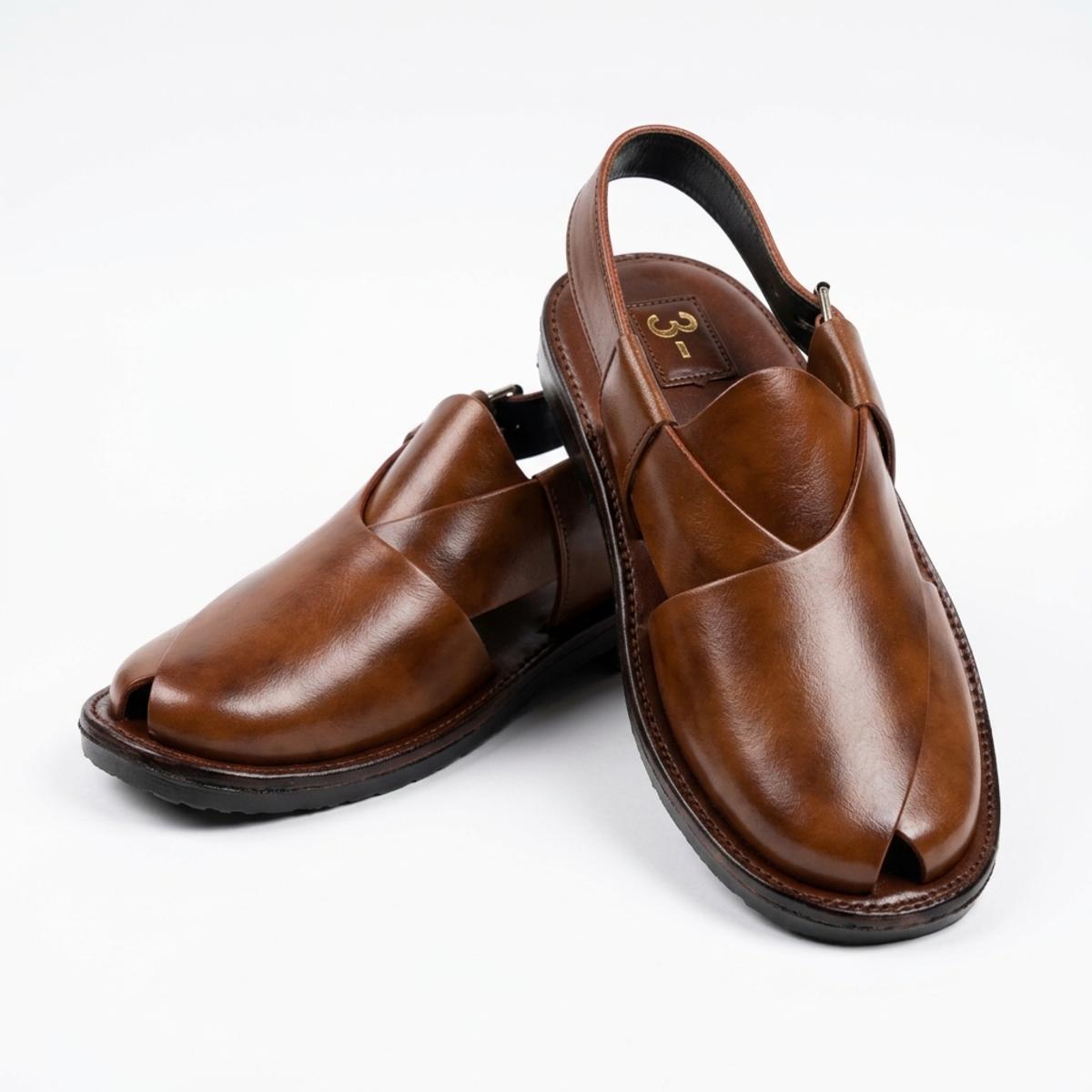 Classic Brown Leather Peshawari Chappal — image 2