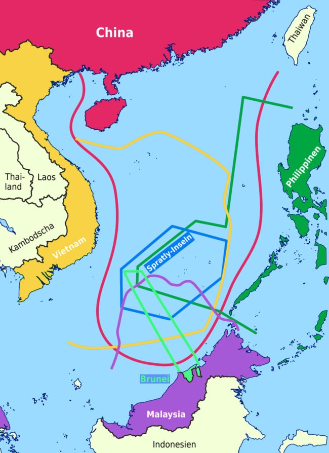 South China Sea conflict Claimed area map South China Sea conflict Claimed area map