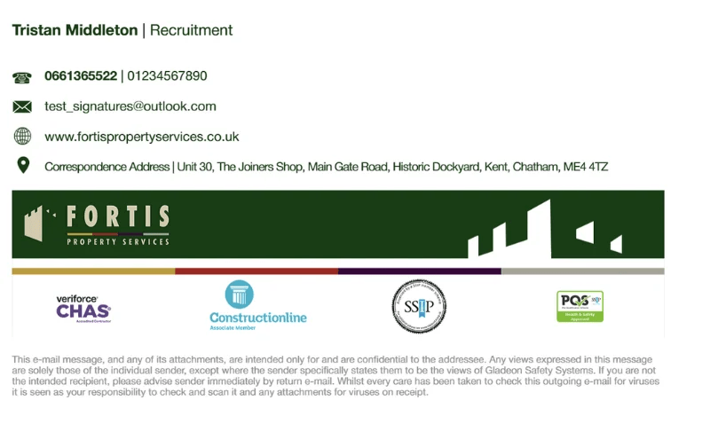 Fortis Property Services signature example