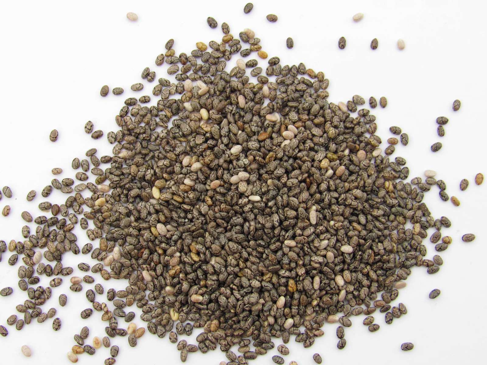 chia seeds on a white background