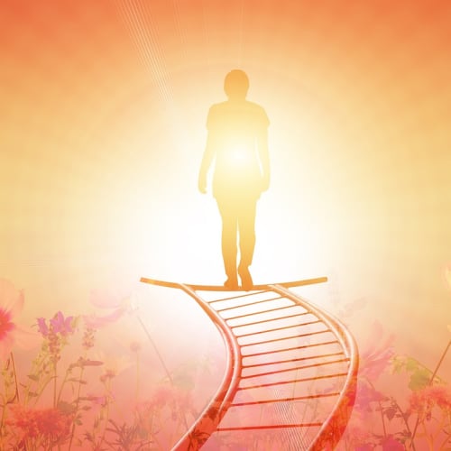 Ölümden sonra yaşamı temsil eden, ışık ve huzur dolu bir görsel