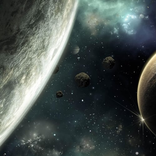 Güneş sistemindeki gezegenlerin bir görseli, her bir gezegenin kendine özgü renk ve özelliklerini gösteriyor.