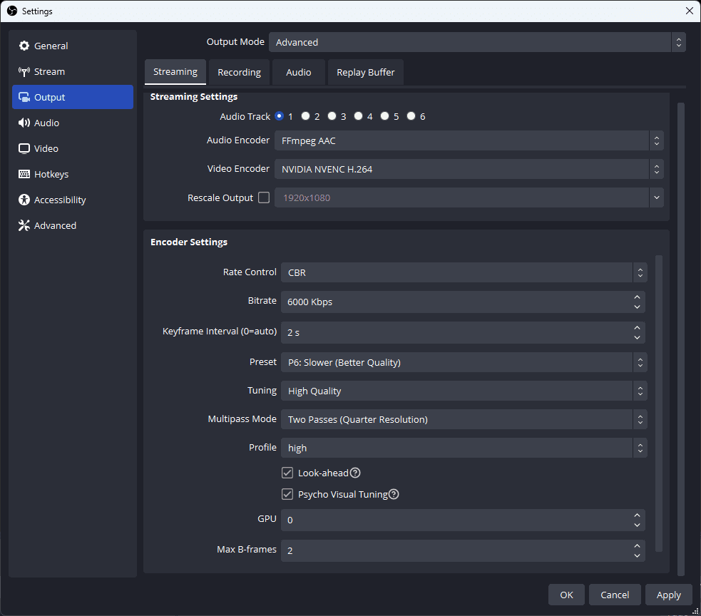 Setting Nvidia NVENC di OBS