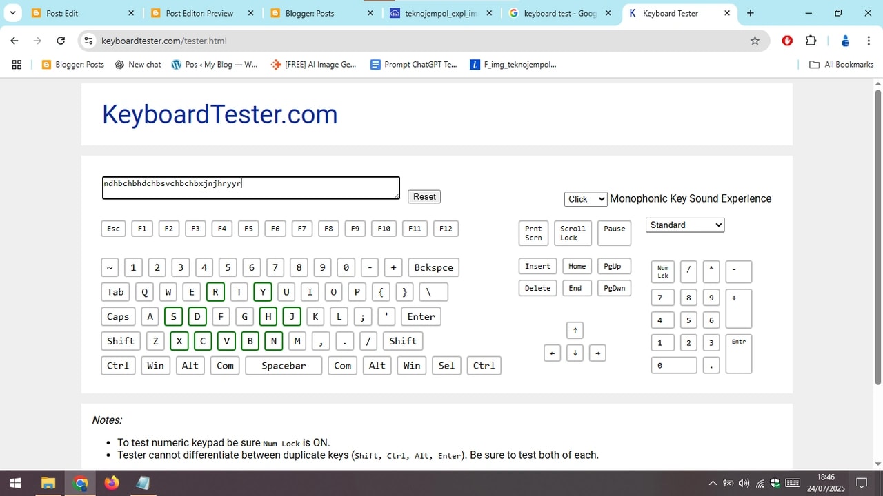 Keyboard test