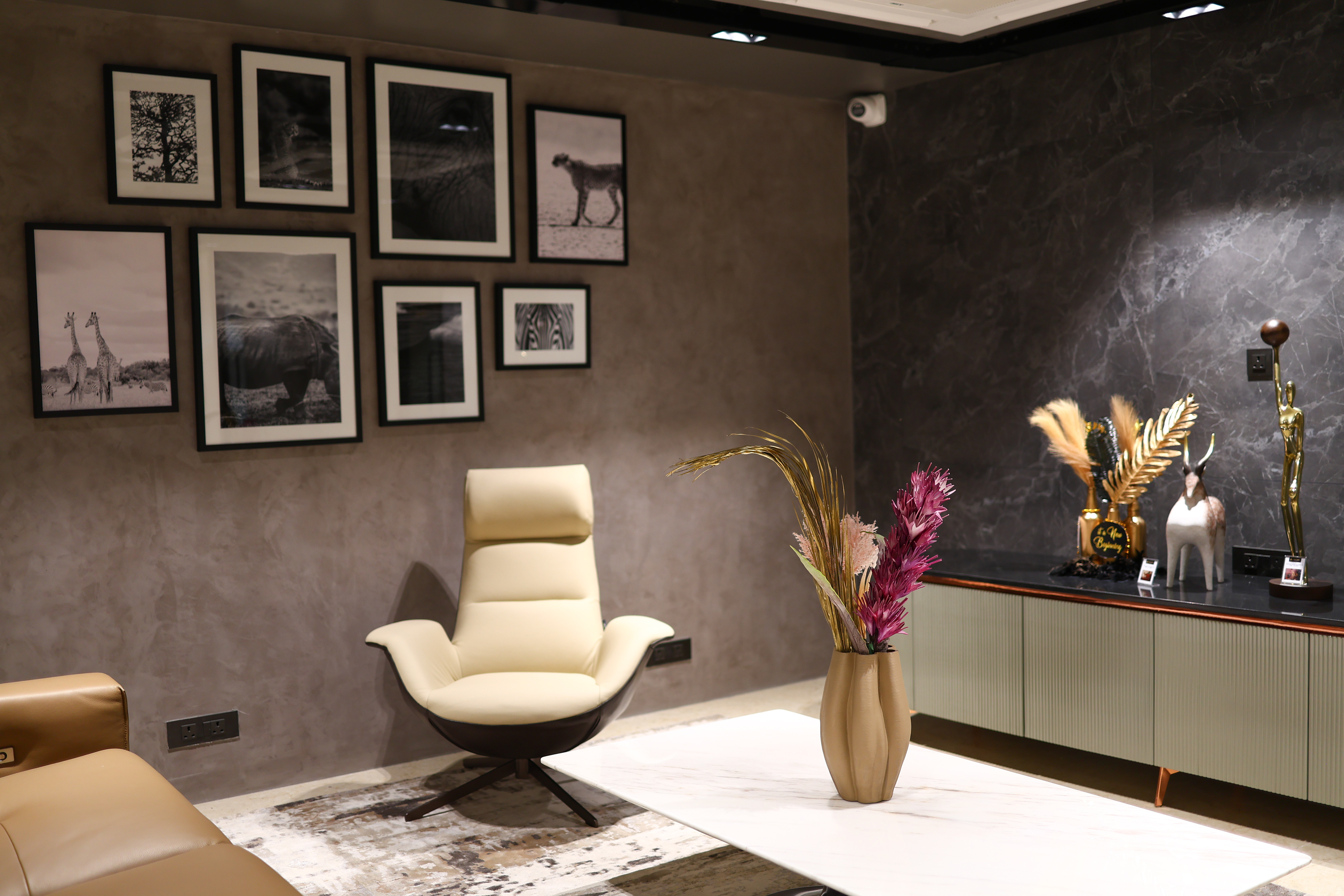 Elegant Cream Swivel Chair - View 1