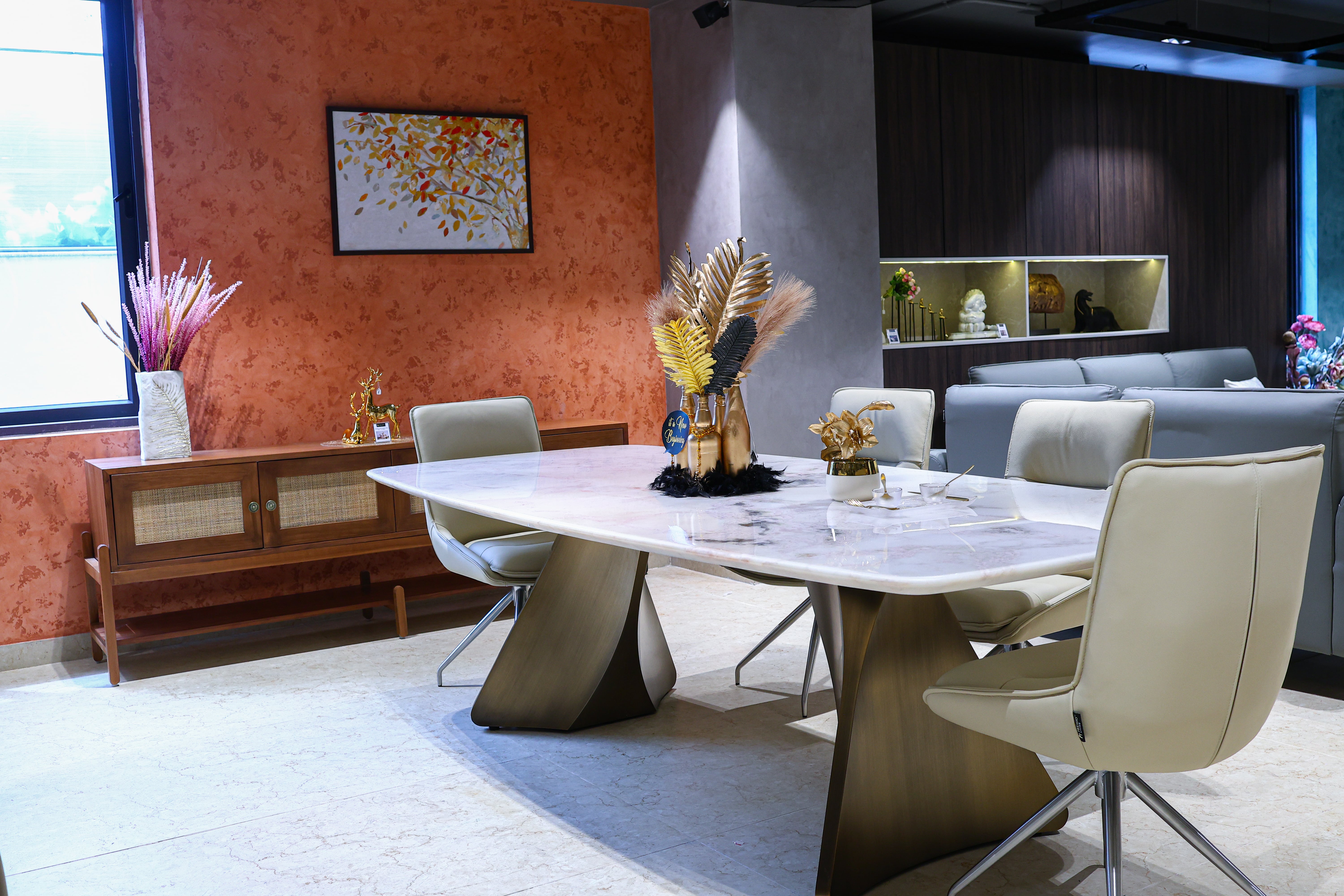 Fendi White Italian Marble Dining Table - View 1