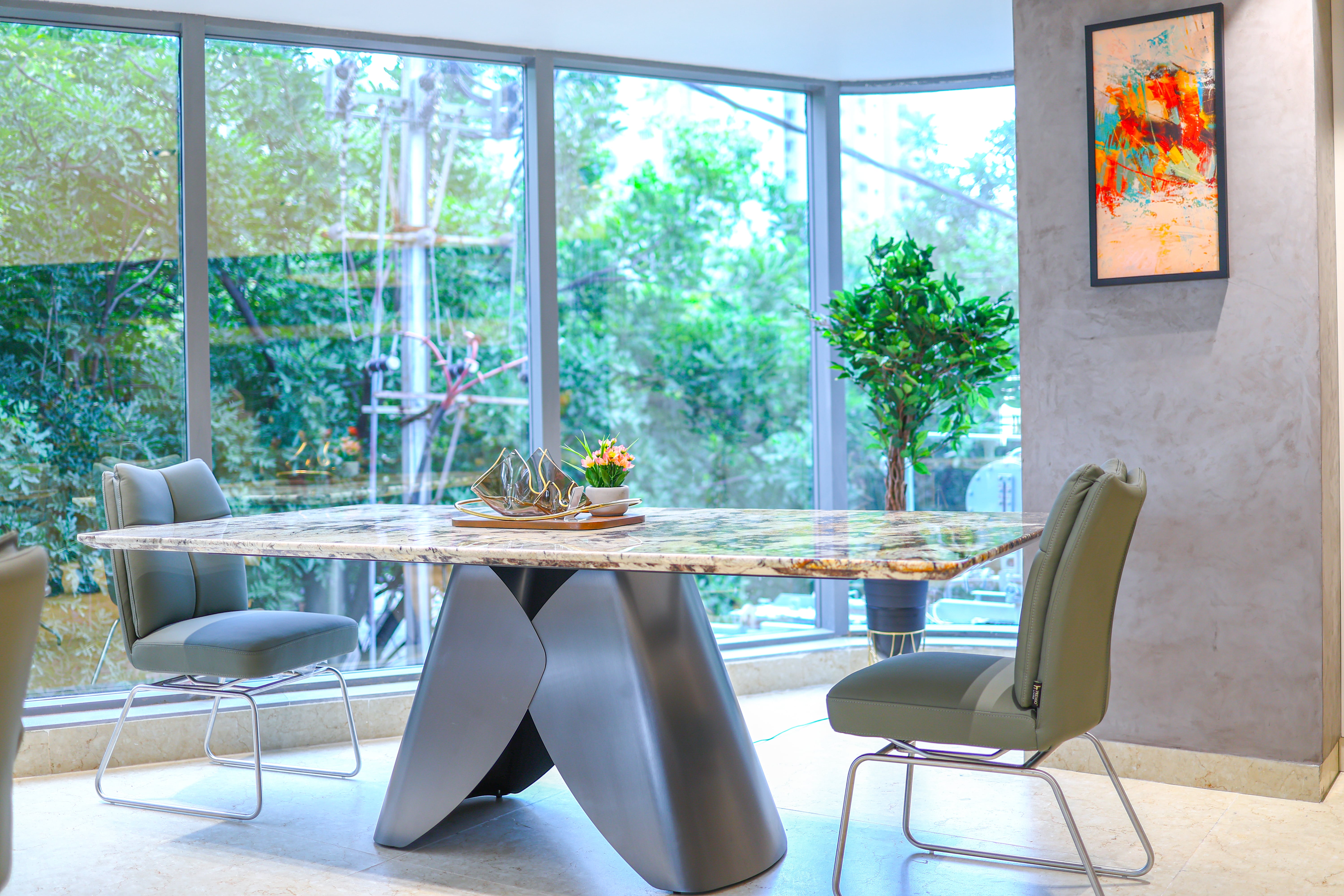 Golden Peacock quartzite dining table - View 1