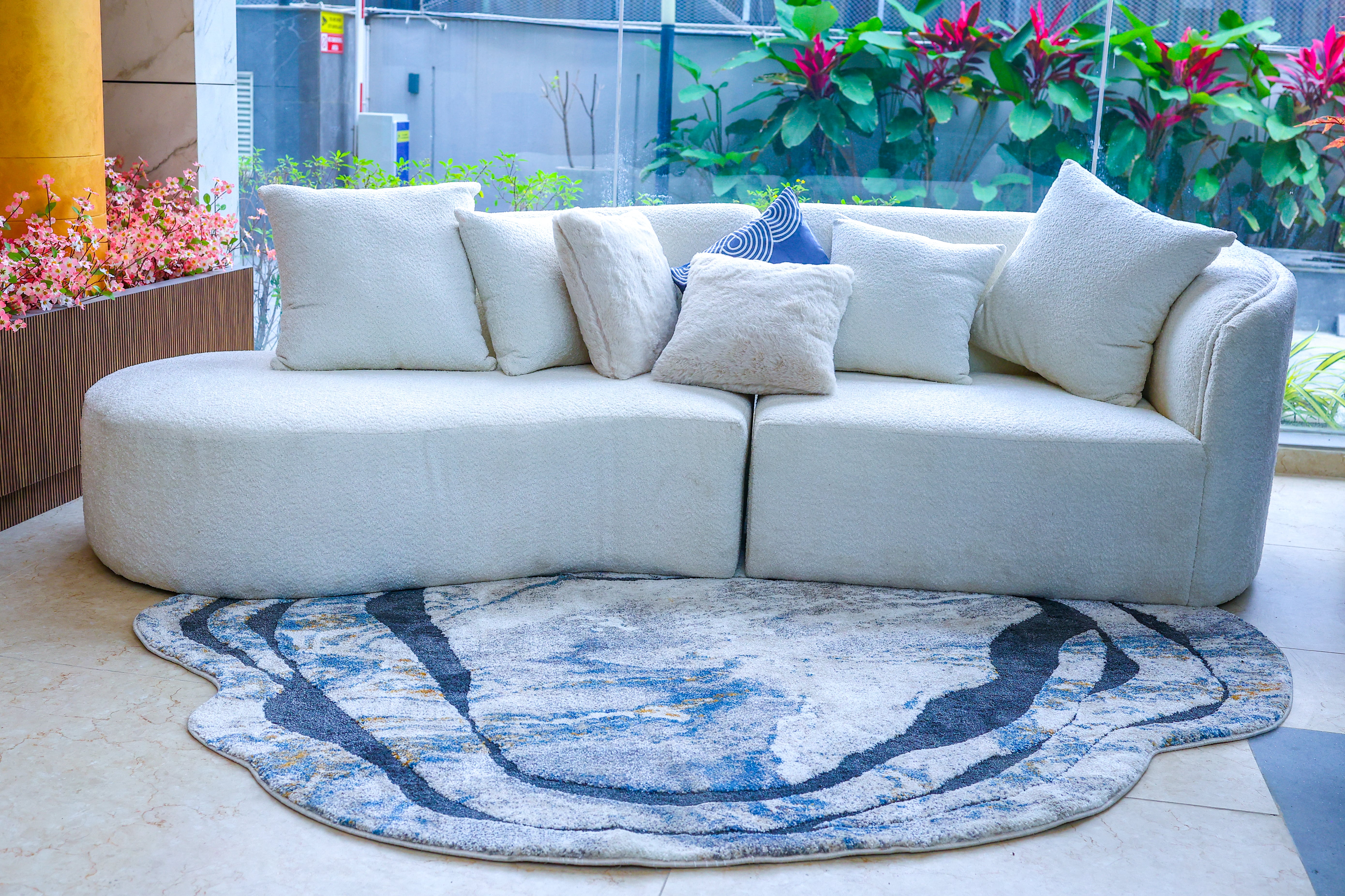 Luxe White Boucle Fabric Sofa - View 1