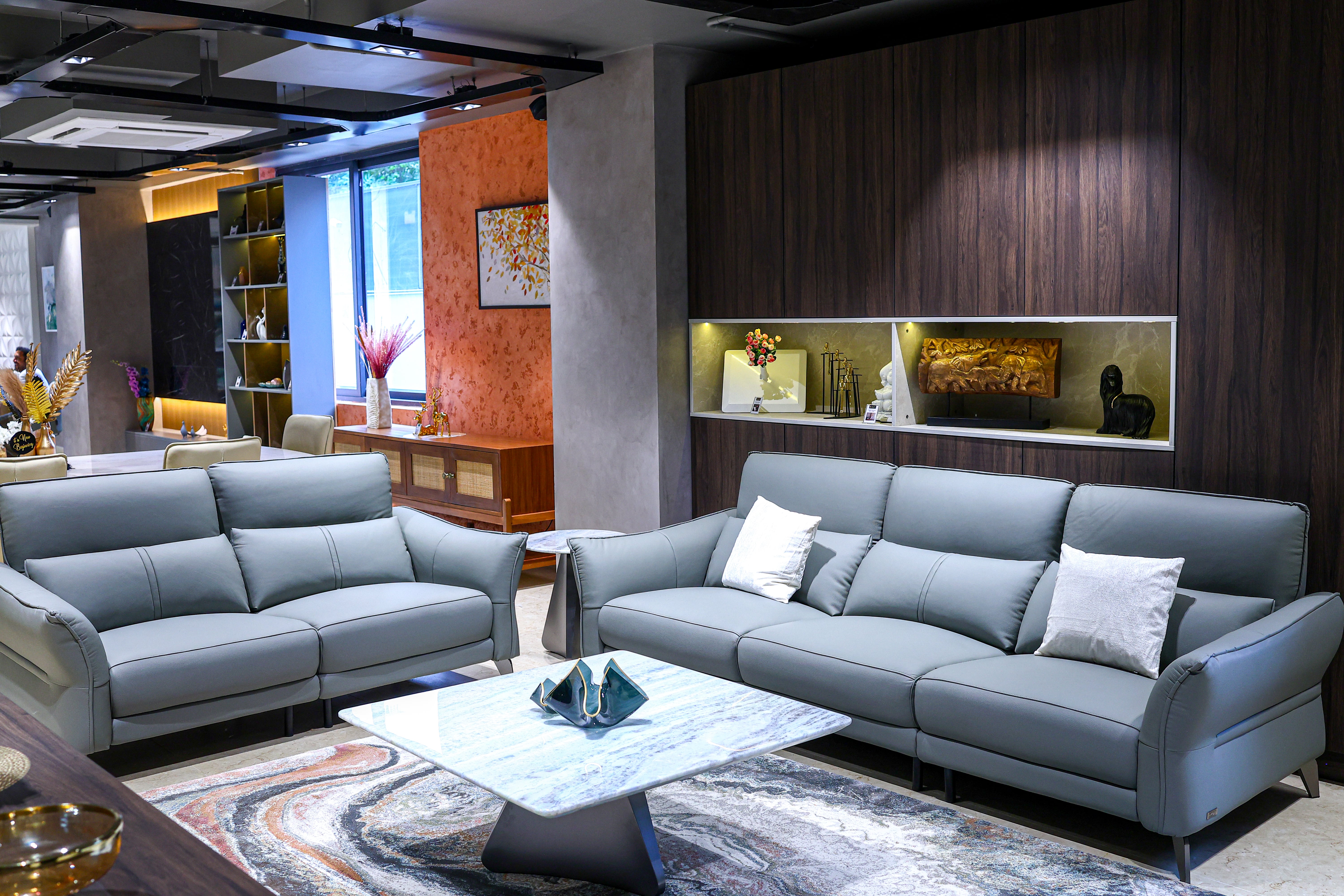 Harbor 3+2 Static Leather Sofa - View 1