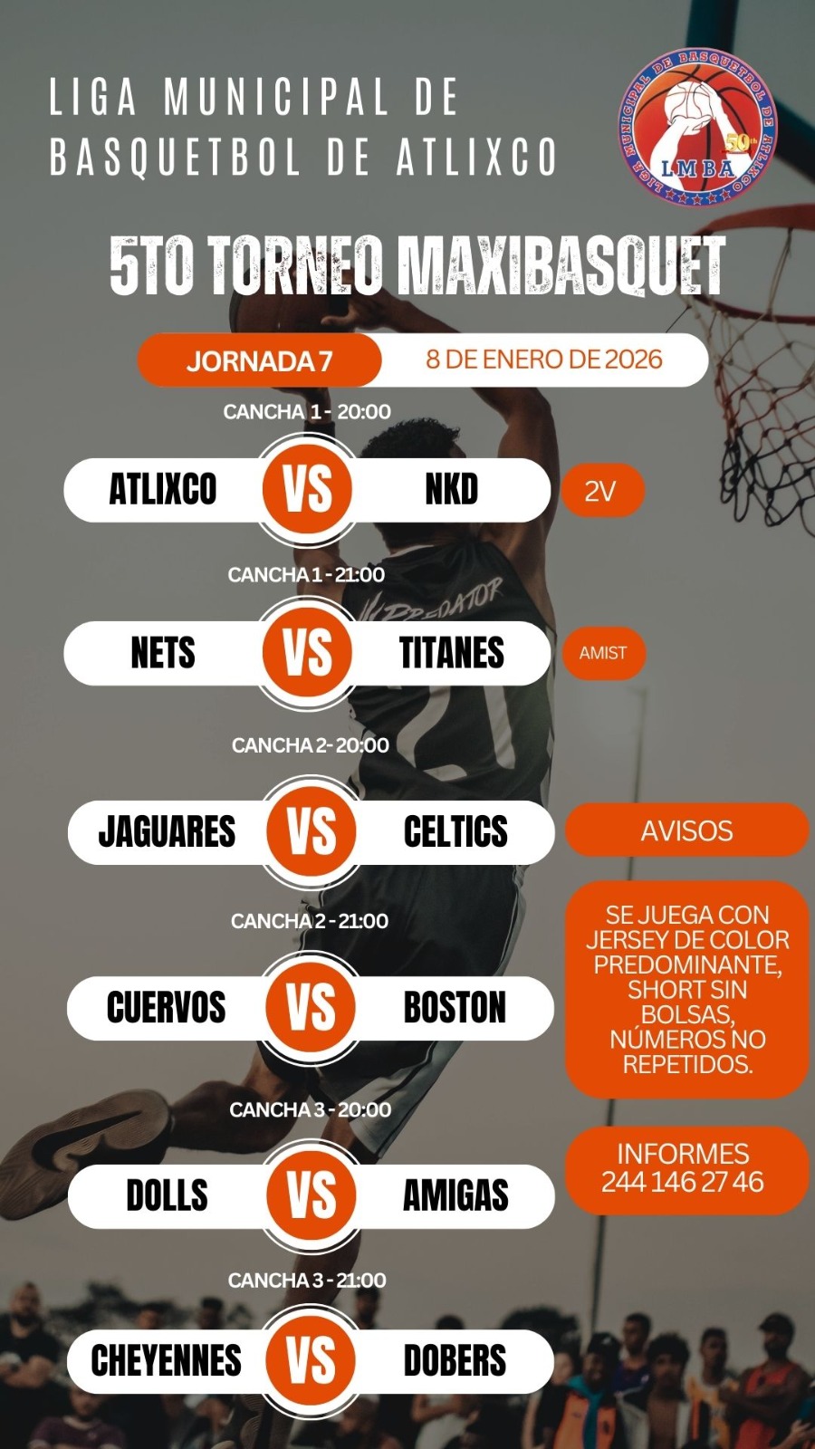 Cartel: Liga de Basquetbol MaxiBasquet