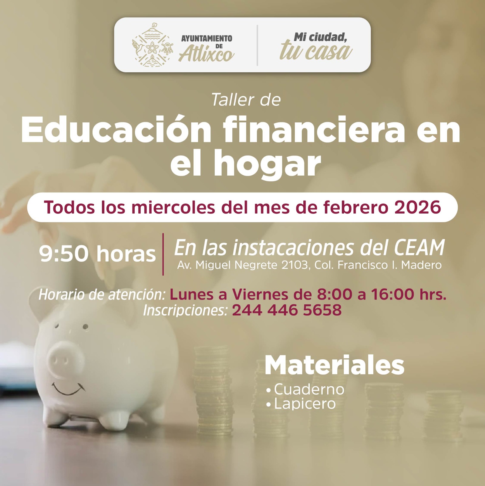 Cartel: Taller de Educación Financiera en el hogar
