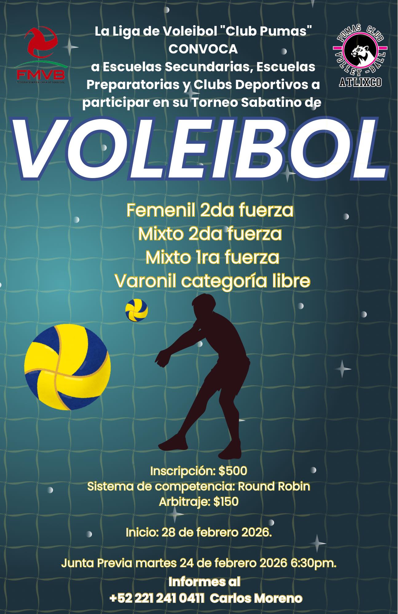 Cartel: Liga de Voleibol Club Pumas