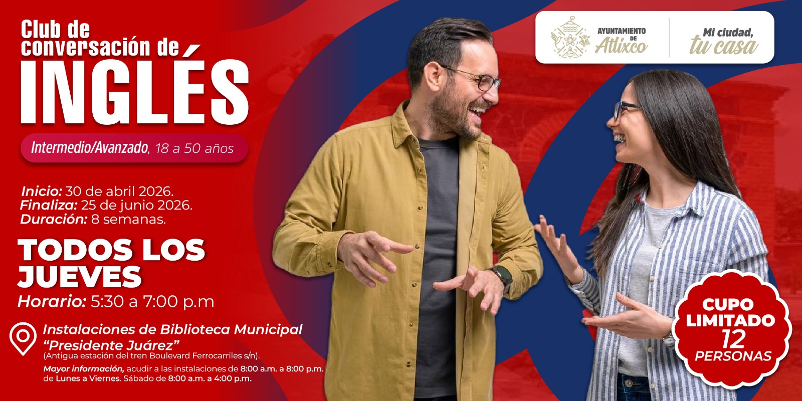 Cartel: Club de Conversación de Ingles