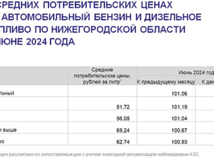 Рост цен на бензин в Нижегородской области составил 3,19%