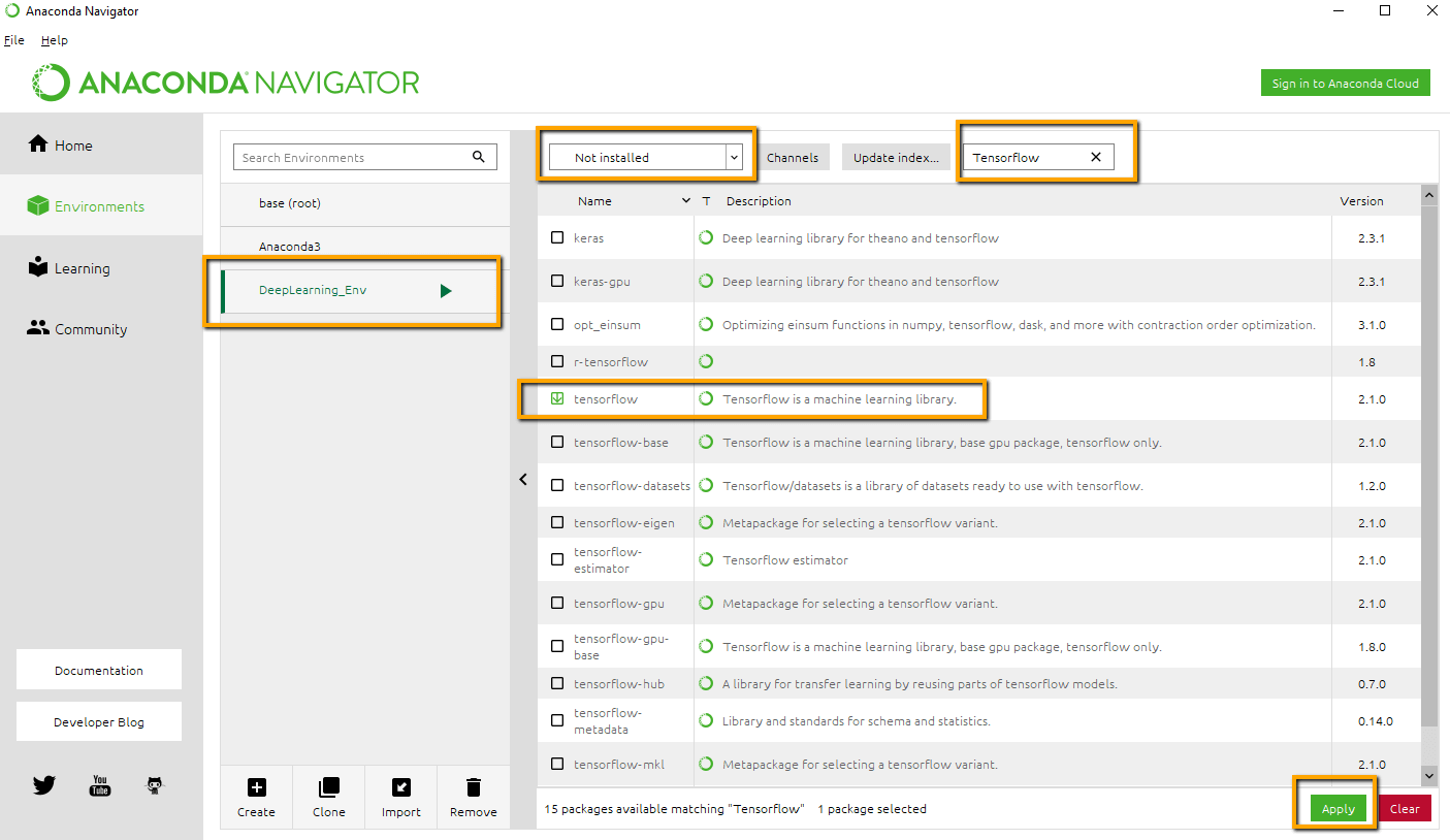 anaconda install tensorflow 2