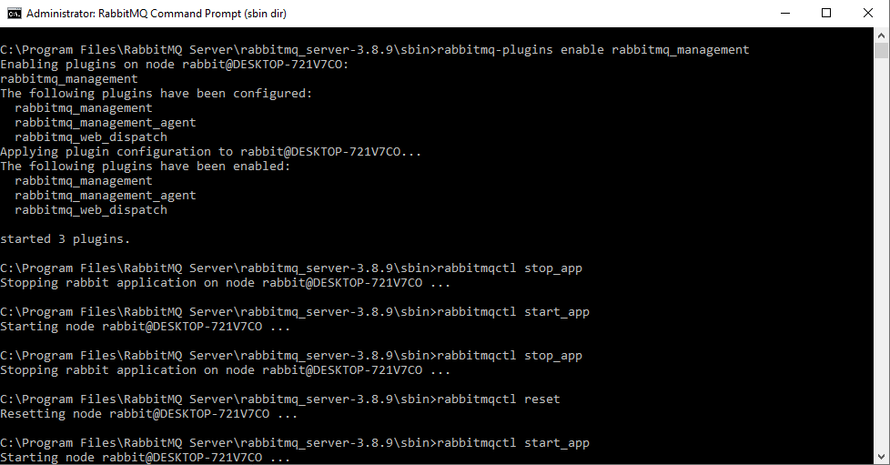 Enable RabbitMQ administrator