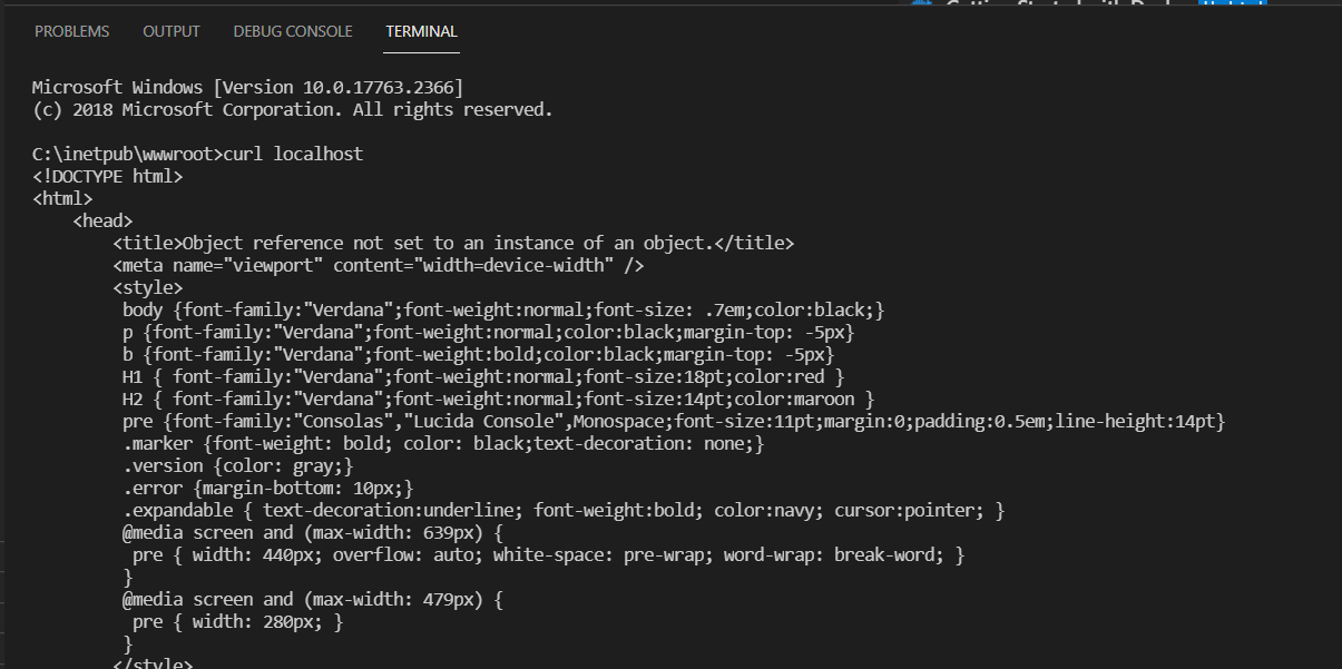 curl localhost from vs code