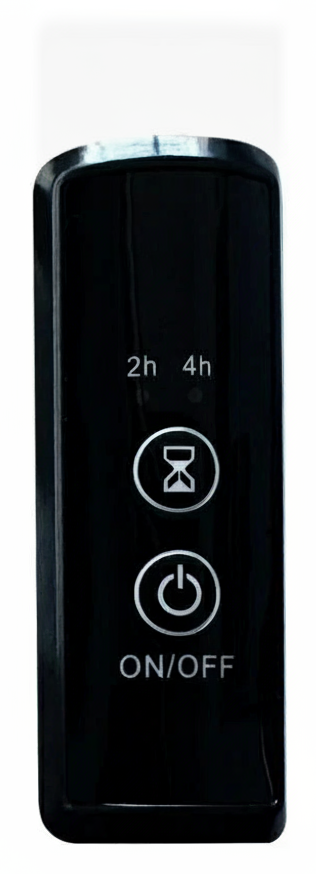 Timer control panel with on/off and 2/4 hour timer buttons