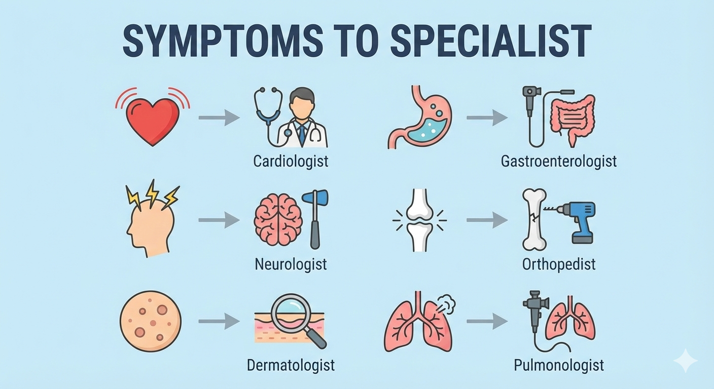 লক্ষণ অনুযায়ী কোন বিশেষজ্ঞ ডাক্তার দেখাবেন