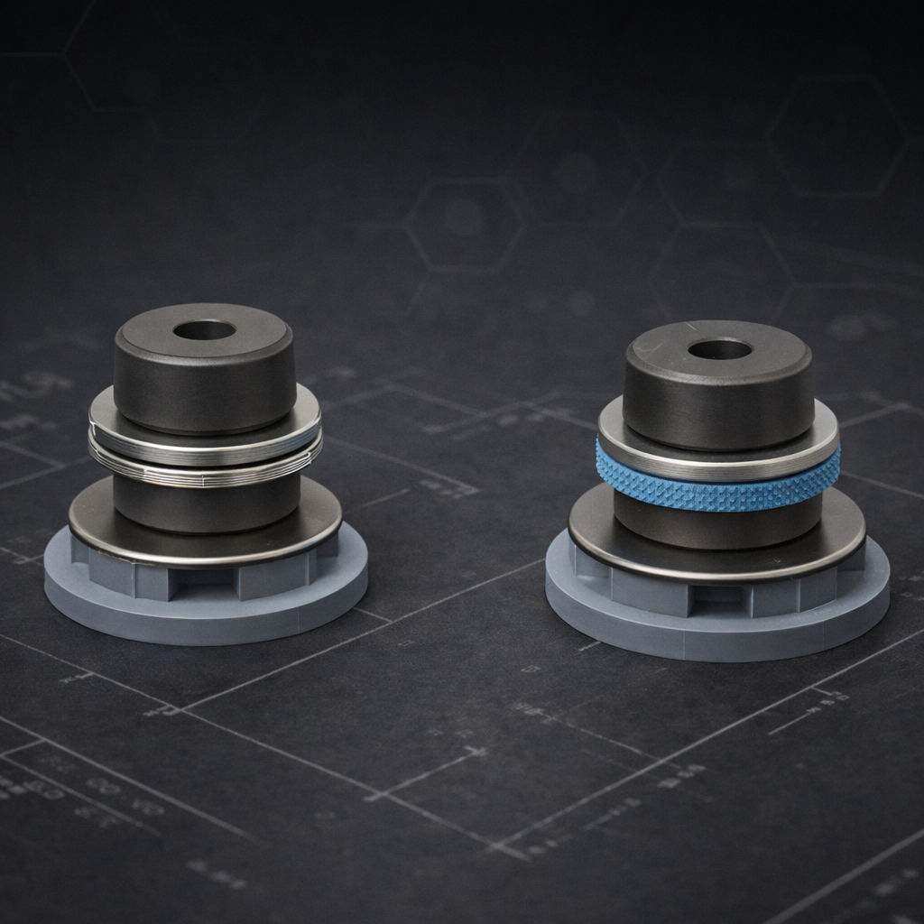 Cylinder head tube mounting parts: buffer support, centering ring, and washers