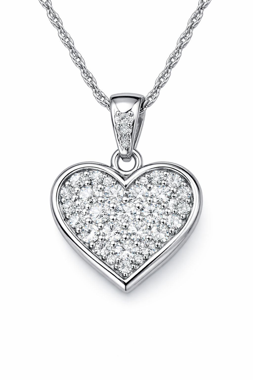 Dazzling Heart Pave Diamond Pendant with Chain