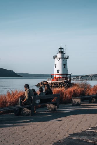 An image of a travel in a landmark with a calm and serene feel.