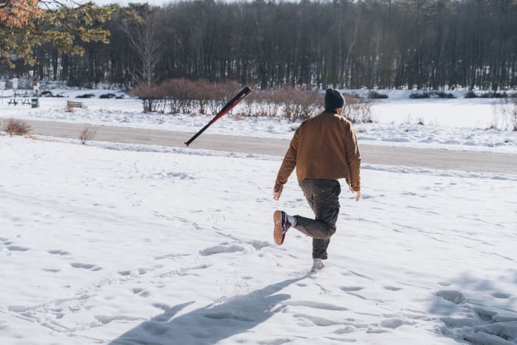 An image of showing running in a winter.