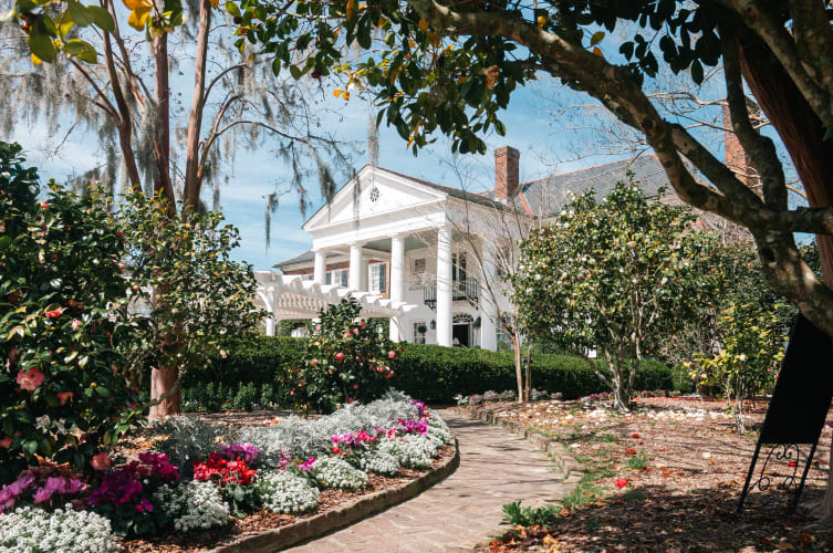 An image of a gardens, architecture, and landscape in a park.