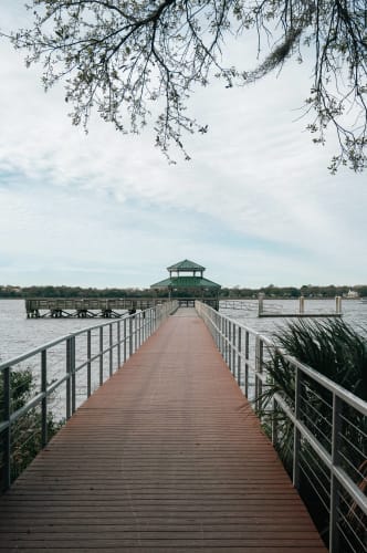 An image of a landscape engaged in walking in a park with a serene atmosphere.