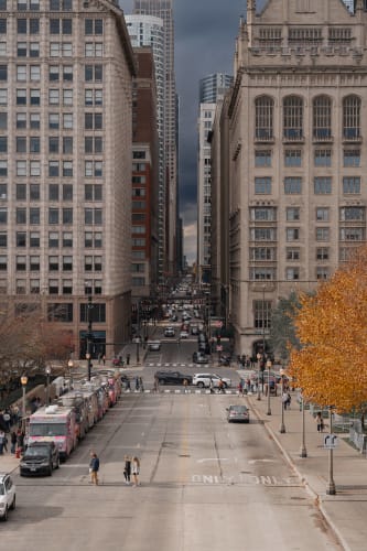 An image of a street, cityscape, urban, and architecture in a landmark.