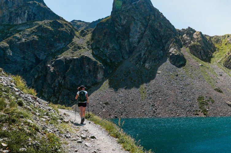 An image of a travel and landscape engaged in walking in a mountain.