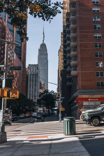An image of a cityscape, street, and urban engaged in walking in a landmark.